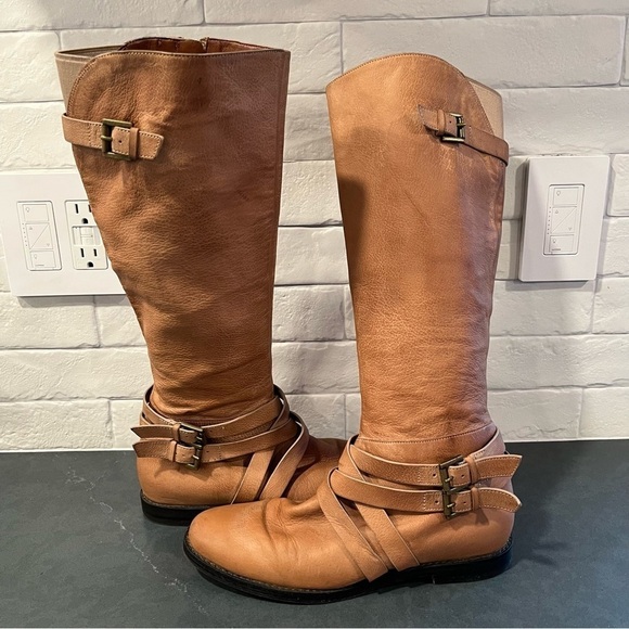 Cole Haan sz 7 tan leather tall harness riding boots - Picture 13 of 16